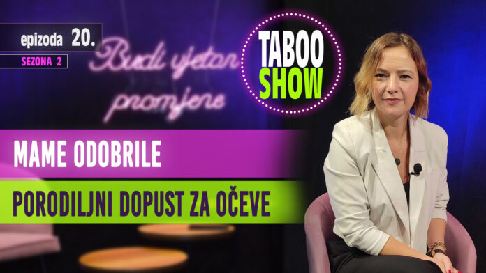 Naslovna fotografija za 20. epizodu podcasta Taboo Show. Tema epizode je porodiljni dopust za očeve