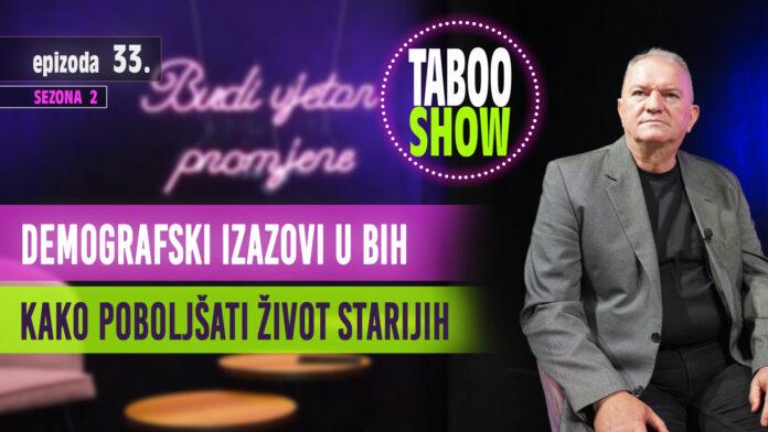 Naslovna fotografija 33. epizode podcasta Taboo Show. Tema epizode je socijalna gerontologija. Pitamo kako poboljšati život starijih?