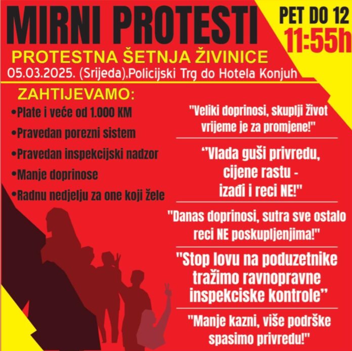 Protestna šetnja privrednika u Živinicama