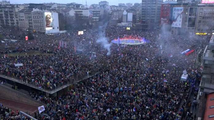 Slavija, snimci protesta Beograd