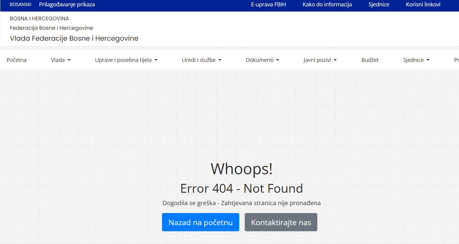 Screenshot/web stranica Vlade FBiH